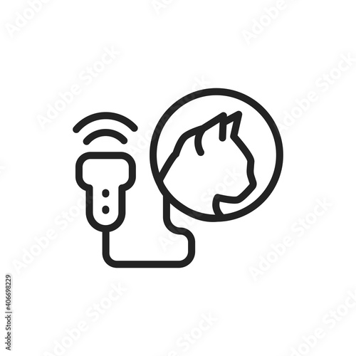 Animal ultrasonic diagnostic system black line icon. Medical and scientific concept. Isolated vector element. Outline pictogram for web page, mobile app, promo