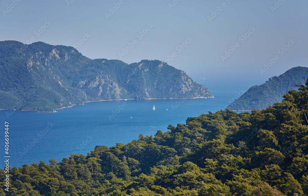 Amazing top view on Marmaris Turkey resort near the Mediterranean Sea. Amazing top view on Marmaris Turkey resort near the Mediterranean Sea.