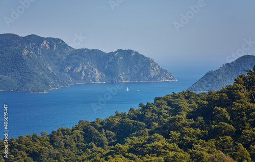 Amazing top view on Marmaris Turkey resort near the Mediterranean Sea.