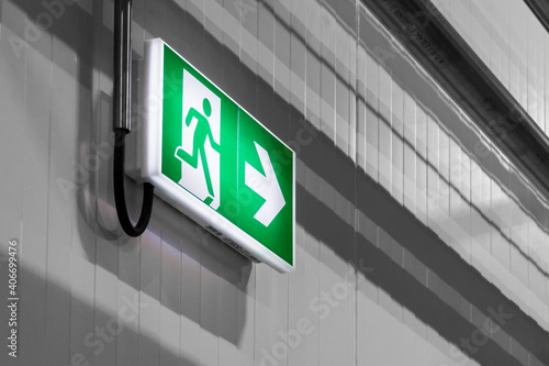 emergency exit sign on a wall