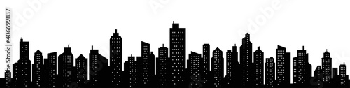 City skyline silhouette. City landscape template. Urban landscape. Vector illustration.