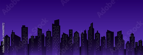 City skyline silhouette. City landscape template. Urban landscape. Vector illustration.