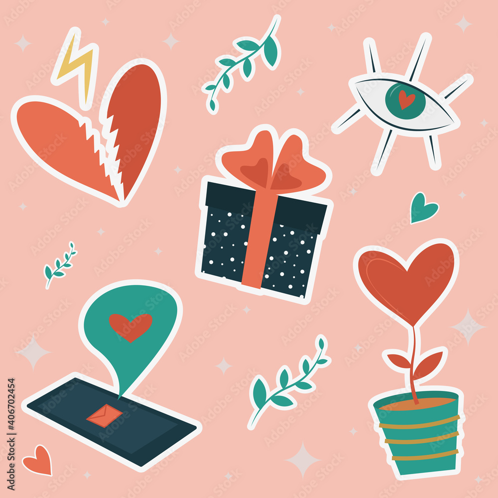 Obraz premium Valentine's Day stickerpack