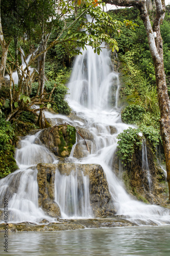 The beautiful waterfall atmosphere in forest © WIN BAYAK