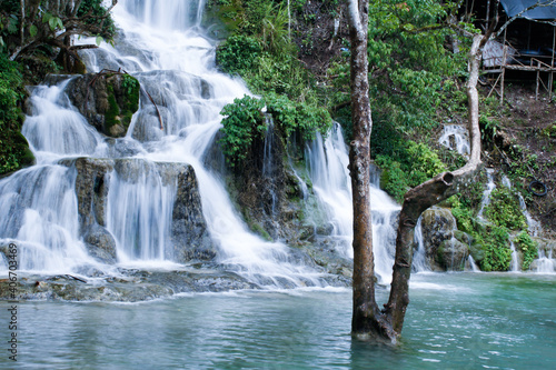 Fototapeta Naklejka Na Ścianę i Meble -  The beautiful waterfall atmosphere in forest