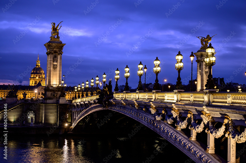 Fototapeta premium Pont Alexandre 3 ,Paris de nuit