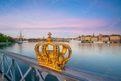 Skeppsholmsbron (Skeppsholm Bridge) and Stockholm city skyline photo