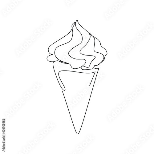 Ice cream cone. Continuous one line drawing