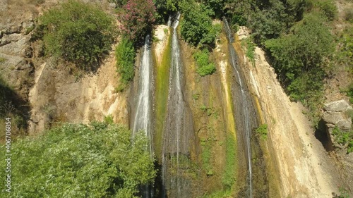 Aerial view of Ayun Stream Nature Reserve A waterfall from the Jordan River photo