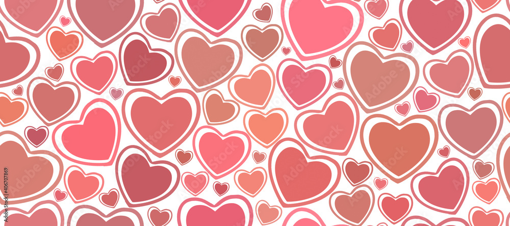 Seamless white background with red multicolored hearts. Love symbol ornament minimalistic symmetrical romantic composition. Seamless white background with red multicolored hearts. Love symbol ornament minimalistic symmetrical romantic composition.