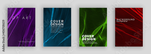 Minimal covers design. Colorfu line set. Color halftone gradients.