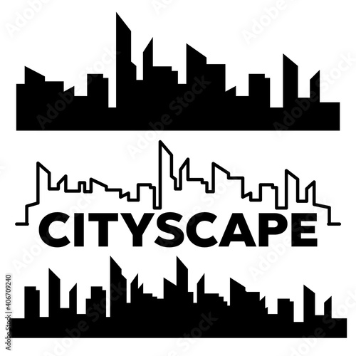 city panorama 3d. City landscape template. Thin line City landscape