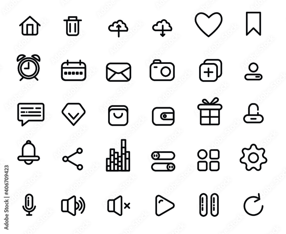 Fototapeta premium Mini set of line icons