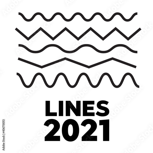Set of wavy, zigzag, horizontal lines. Waves outline icon. Wave thin line symbol