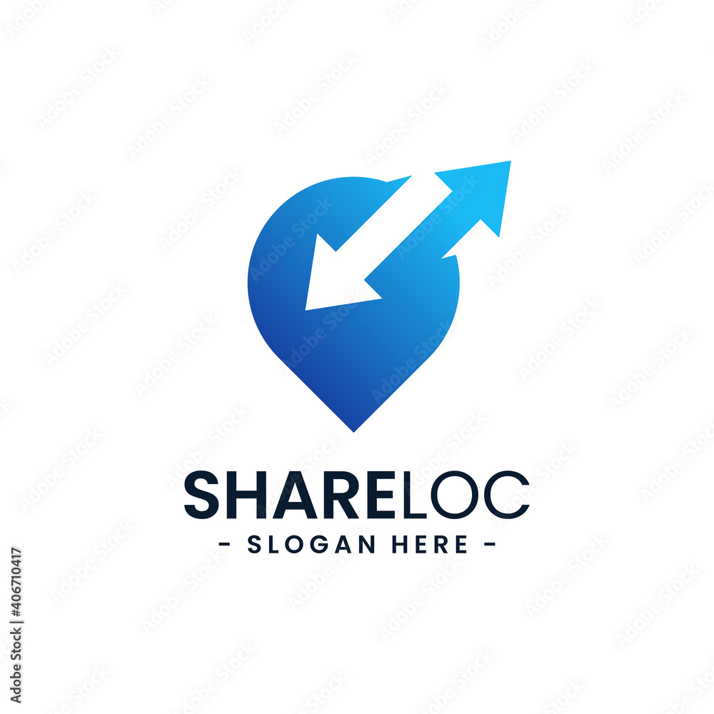 Share location logo design template. Map pointer icon vector. Creative pin share symbol concept. Share location logo design template. Map pointer icon vector. Creative pin share symbol concept.