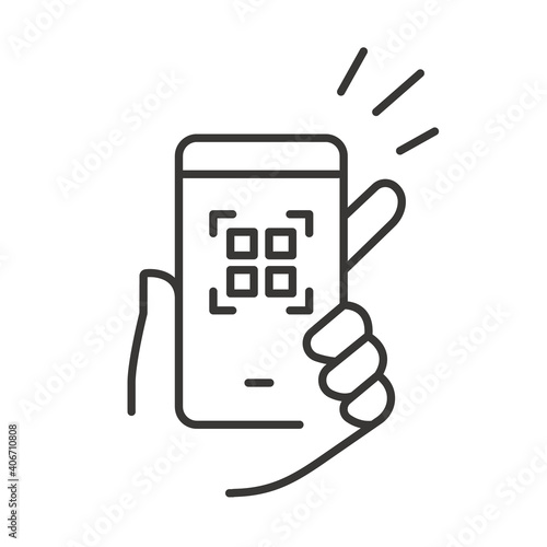  スマートフォン、QRコード読み込み、電子決済。