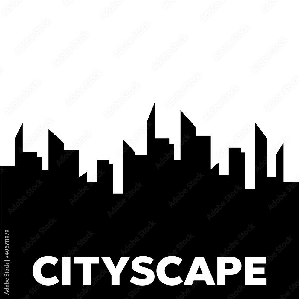 Cityscapes silhouettes vector. City landscape template. Thin line City landscape