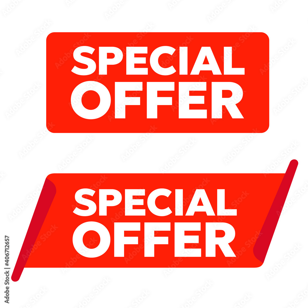 Red banner special offer. Vector badge template. Exclusive offer Red banner special offer. Vector badge template. Exclusive offer