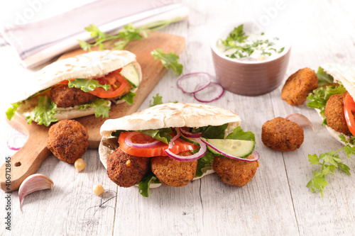 sandwich with falafel and vegetable