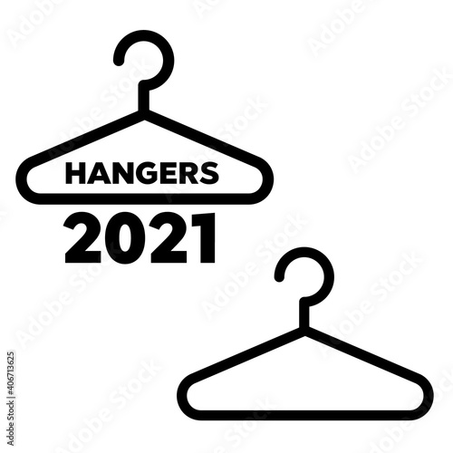 Wooden coat hanger. Clothes hanger vector. Clothes hanger silhouette collection