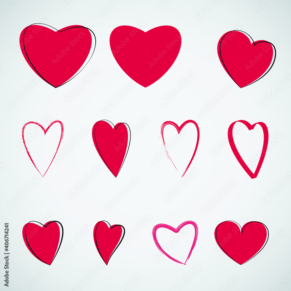 Beautiful set of hearts Icons 
