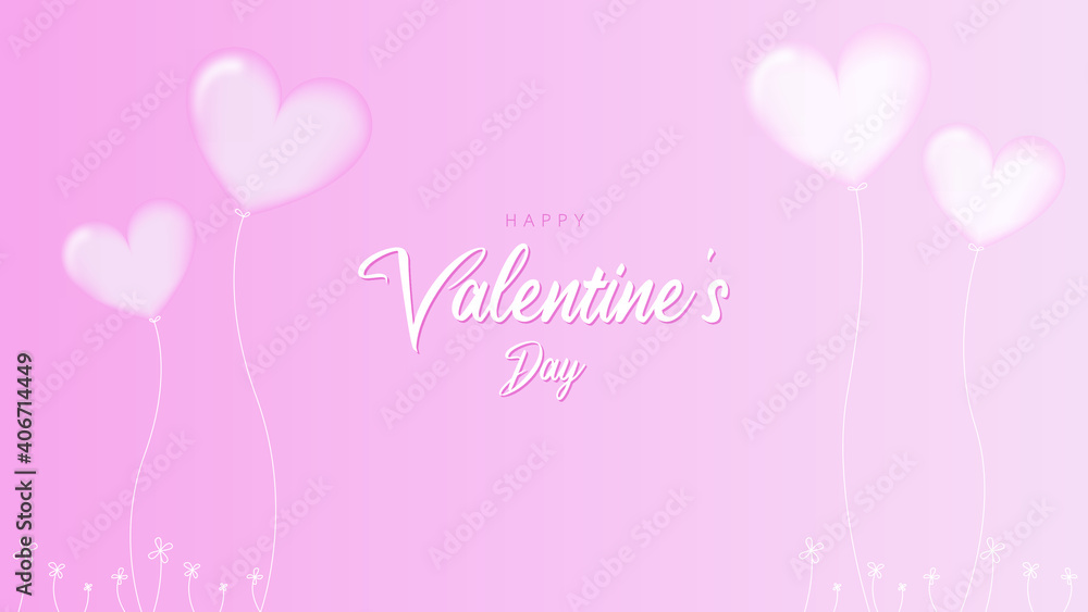 Beautiful Pink Background With Heart Shape Balloons