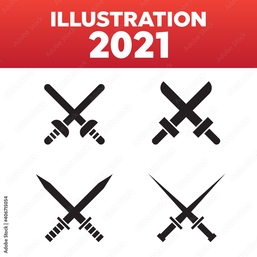 Sword vector icons. Crossed swords pictograms set Sword vector icons. Crossed swords pictograms set