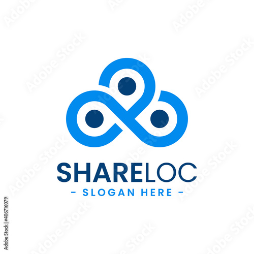 Share location logo design template. Map pointer icon vector. Creative pin share symbol concept.
