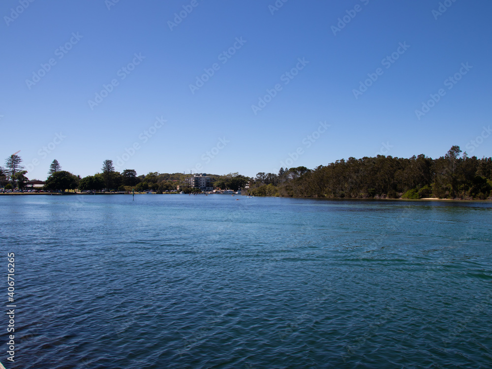 Beautiful views of Wallis Lake in Forster Beach NSW Australia