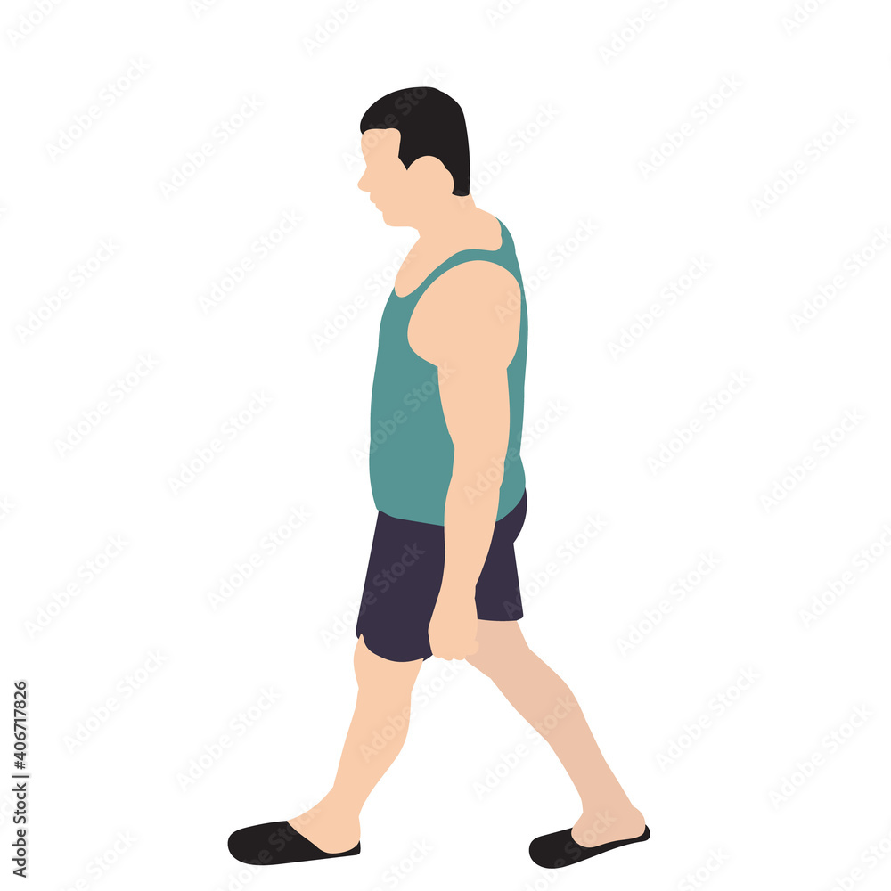 Fototapeta premium vector, isolated, man walks in flat style, no face