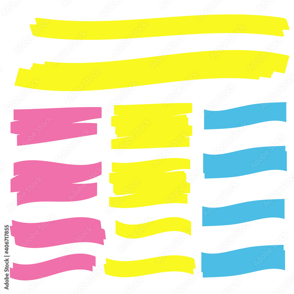 Yellow highlight marker lines. Brush pen underline. Yellow watercolor hand drawn highlight Yellow highlight marker lines. Brush pen underline. Yellow watercolor hand drawn highlight