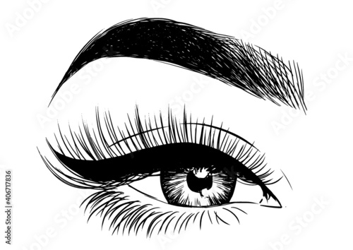 beautiful eye with eyeliner and false lashes