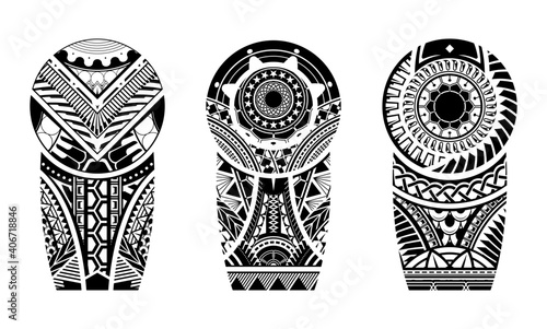 Tattoo abstract black arm template vector set