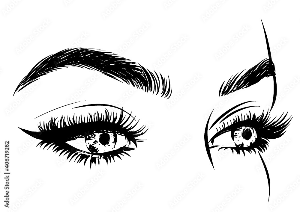 Woman eyes with lenses. fashion illustration Woman eyes with lenses. fashion illustration