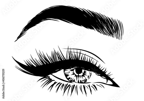 Woman eye with cat perfect eyeliner