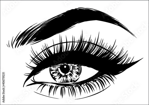 Woman eye with genius eyeliner