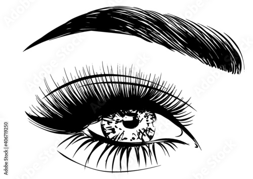 Woman eye with long lashes