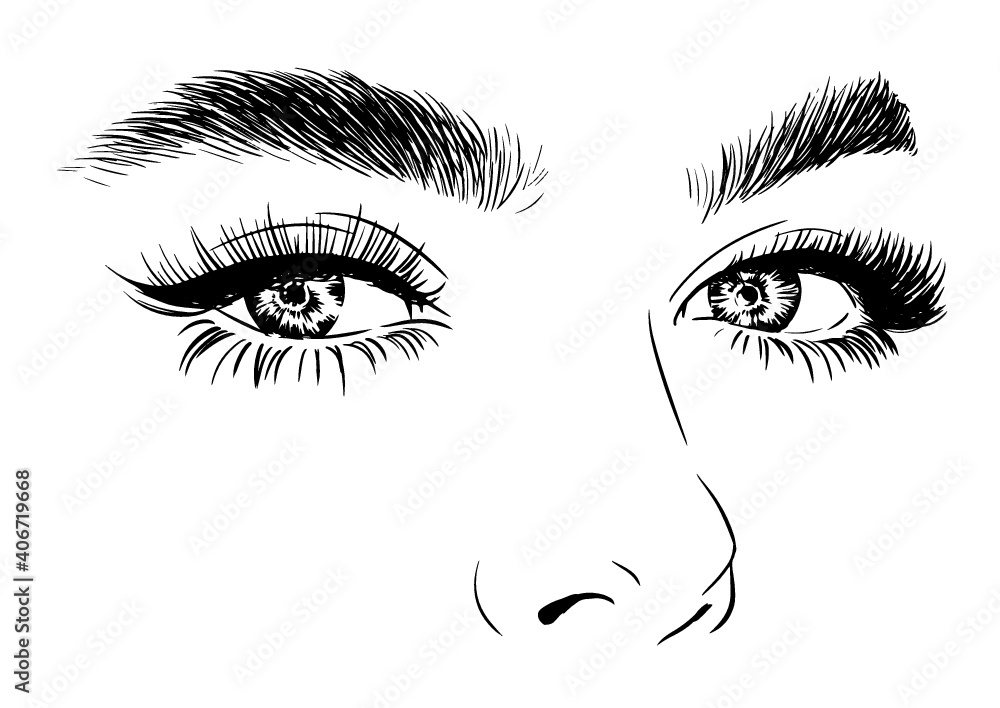 Woman's sexy luxurious eye with perfec eyebrows and full lashes Woman's sexy luxurious eye with perfec eyebrows and full lashes