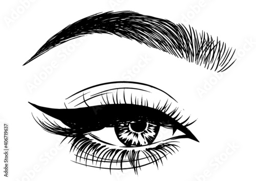 Woman's luxurious eyes with eyeliner