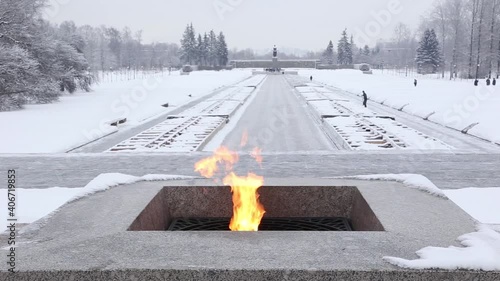 Eternal flame on Piskaryovskoye Memorial Cemetery photo