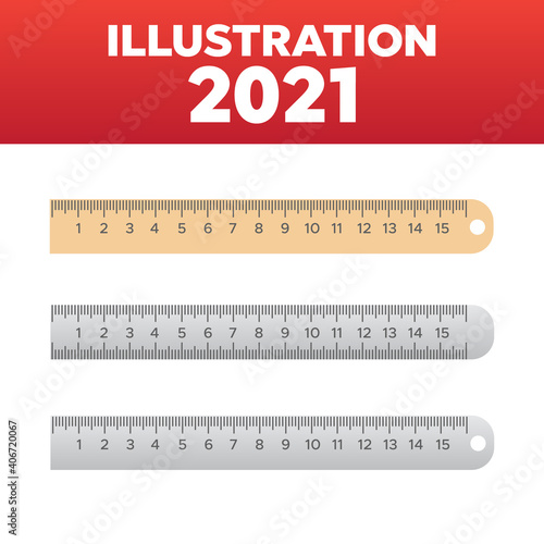 Metric inch rulers set. Metric and inch scale vector