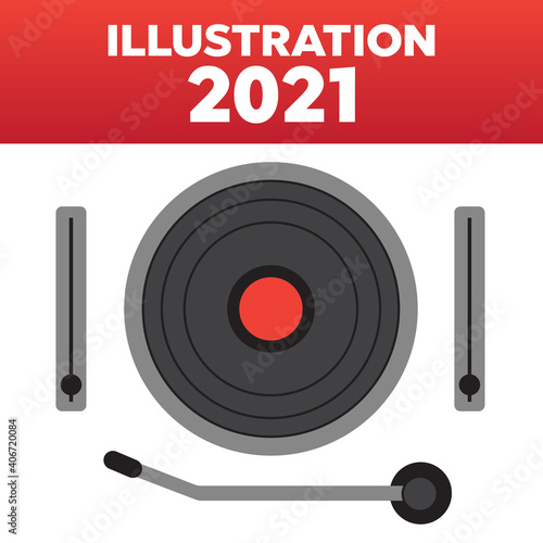 Audio vinyl turntable. Vinyl play vector illustration