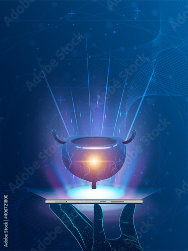 Human bladder and treatment with technology innovation. A concept hospital for wallpaper and web.