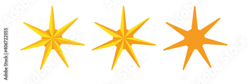 Modern star design in gold color. It can be used for coats of arms, badges, logo design.