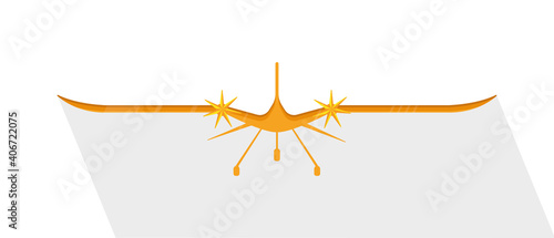 Colorful unmanned aerial vehicle icon. Aviation technology military drone modern warfare. Modernly illustrated as an unmanned aerial vehicle (UAV). Front view UAV icon.