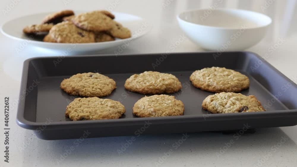 Serving a Tray of Homemade Oatmeal Raisin Cookies Serving a Tray of Homemade Oatmeal Raisin Cookies