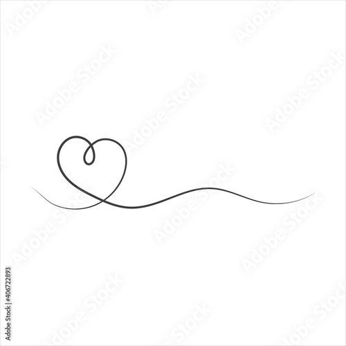 Continuous one line drawing of heart isolated on white background. EPS10 vector illustration for banner, template.
