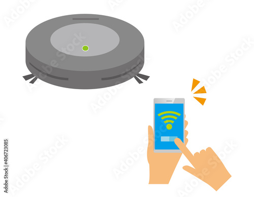 ロボット掃除機のベクターイラスト　家電　