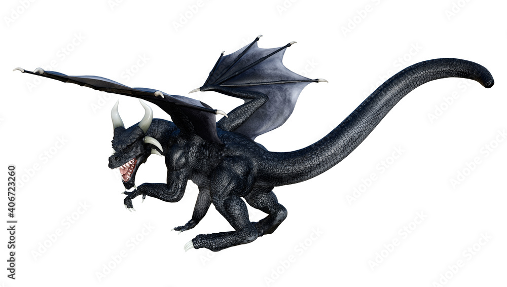 Fototapeta premium 3D Rendering Fairy Tale Dragon on White