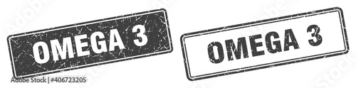 omega 3 stamp set. omega 3 square grunge sign